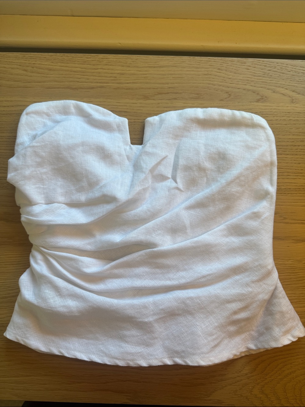 Reformation White Strapless Sweetheart Linen Top